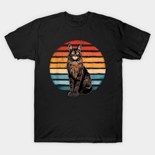 Maine Coon Cat Vintage Sunset Retro Kitten Cat Owner T-Shirt